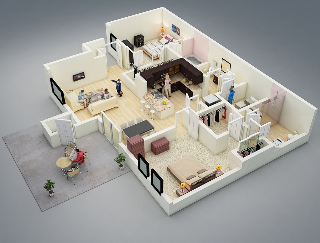 2 Bedroom House Plan 2bhk Modern